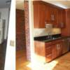 Before and after kitchen photos.  The hardwood floor was in good shape even after the tile flooring was removed.  Also, removing the small partition walls gave this galley style kitchen a more open feel